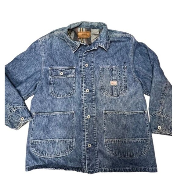 Vintage 90s Levi’s Blanket Lined Denim Chore Jacket SZ large - Picture 3 of 8